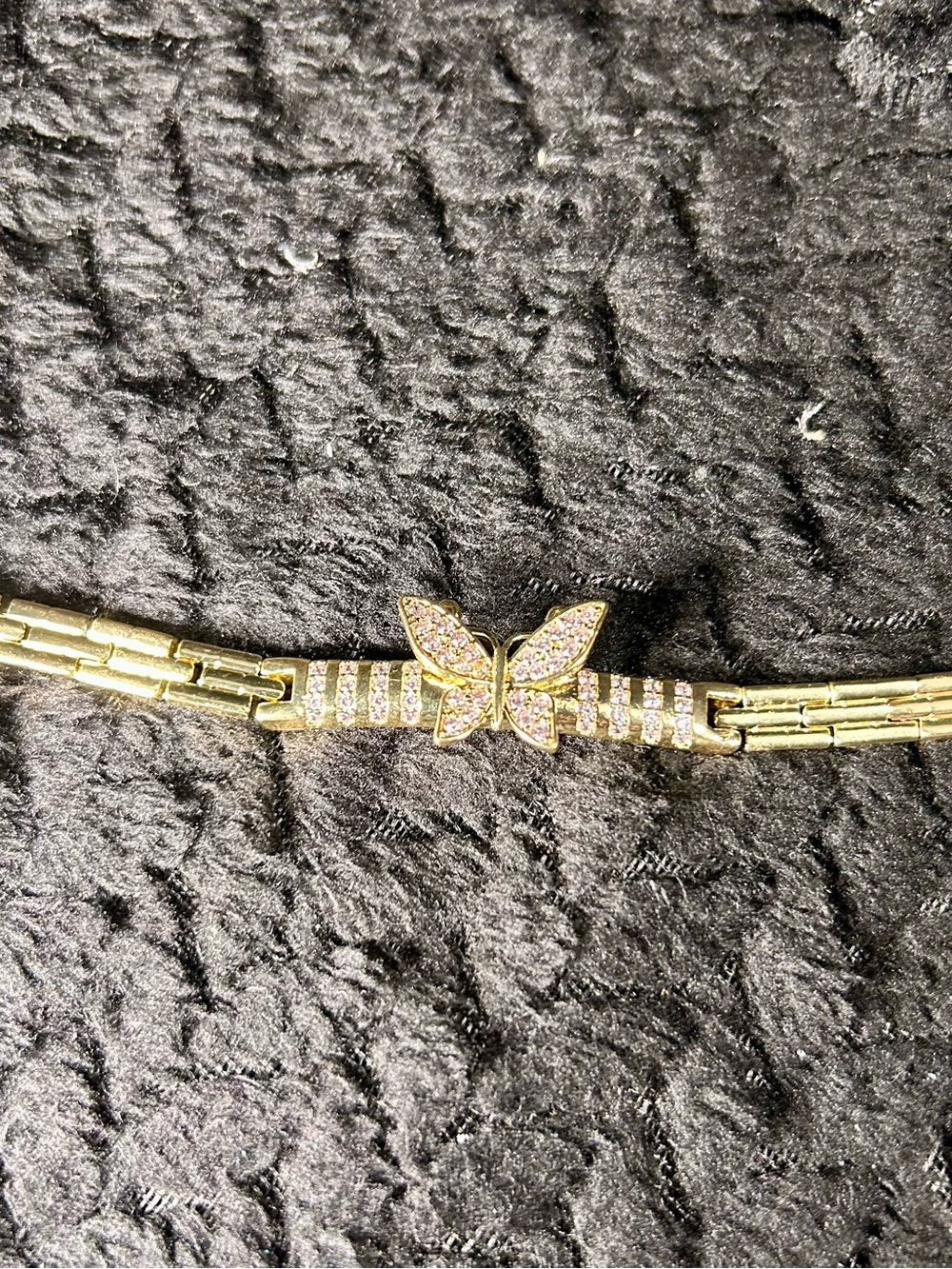 Gold Butterfly Chain Bracelet and necklace with Crystal Accents